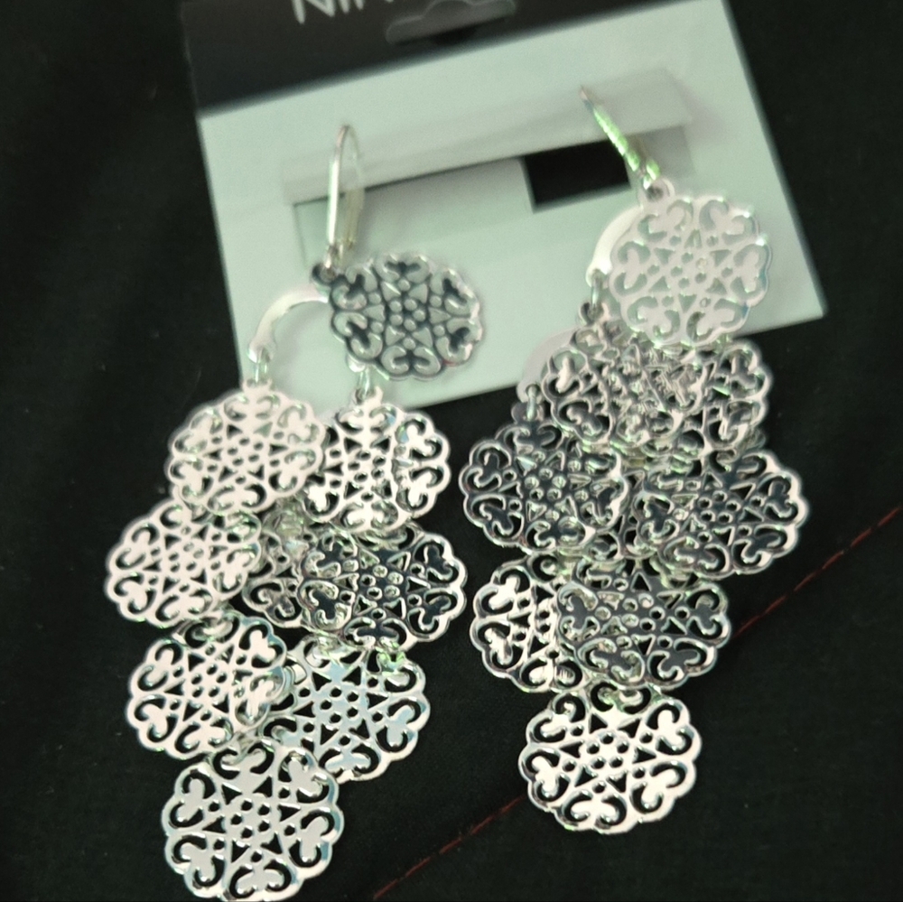 Nine West Silver Filigree Earrings